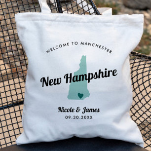 Any Color New Hampshire Map Wedding Welcome Bag, Tote Bag