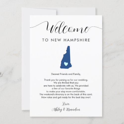 Any Color New Hampshire Wedding Welcome Itinerary