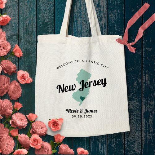 Any Color New Jersey Map Wedding Welcome Bag Tote Bag