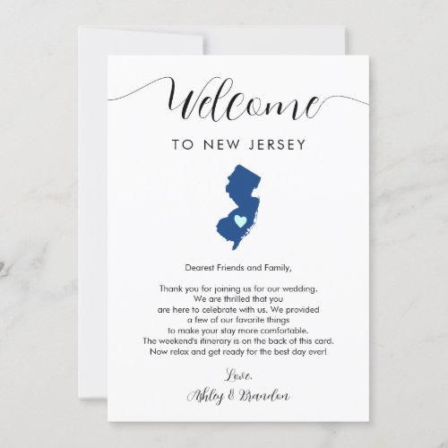 Any Color New Jersey Wedding Welcome Itinerary