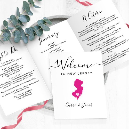 Any Color New Jersey Wedding Welcome Itinerary Tri_Fold Program