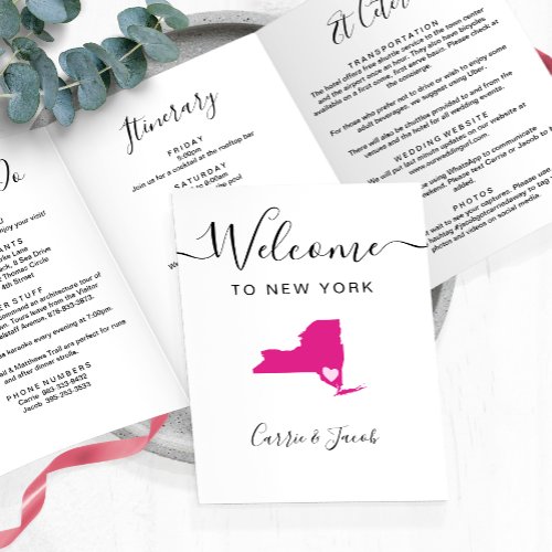 Any Color New York Map Wedding Welcome Itinerary Tri_Fold Program