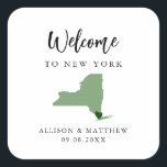 Any Color New York Wedding Welcome Bag or Box Square Sticker<br><div class="desc">Wedding weekend welcome sticker for guests to your wedding, featuring image of New York. You may edit the colors for any part of this design, as well as move the heart to the location of your wedding. To change colors, click personalize and then "edit using the design tool." Select the...</div>