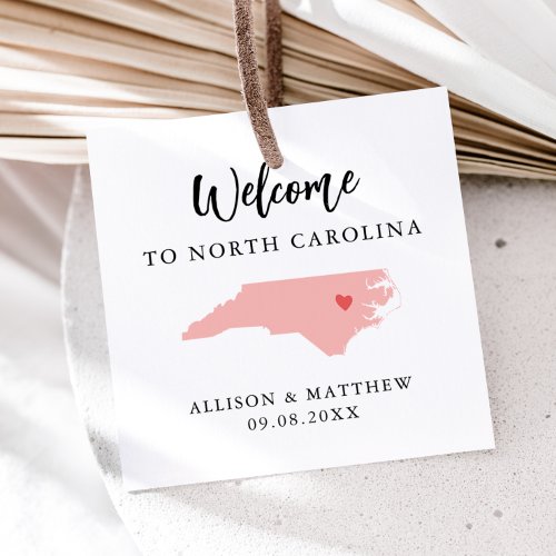 Any Color North Carolina Wedding Welcome Bag Favor Tags