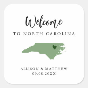 Any Color North Carolina Wedding Welcome Bag Square Sticker