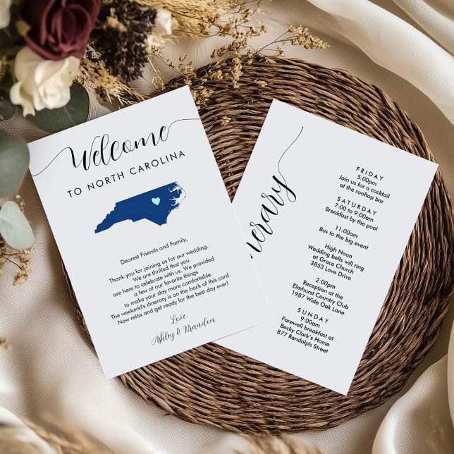 Any Color North Carolina Wedding Welcome Itinerary (Creator Uploaded)