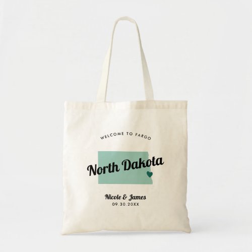 Any Color North Dakota Map Wedding Welcome Bag  Tote Bag
