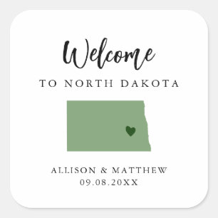 Any Color North Dakota Wedding Welcome Bag Square Sticker