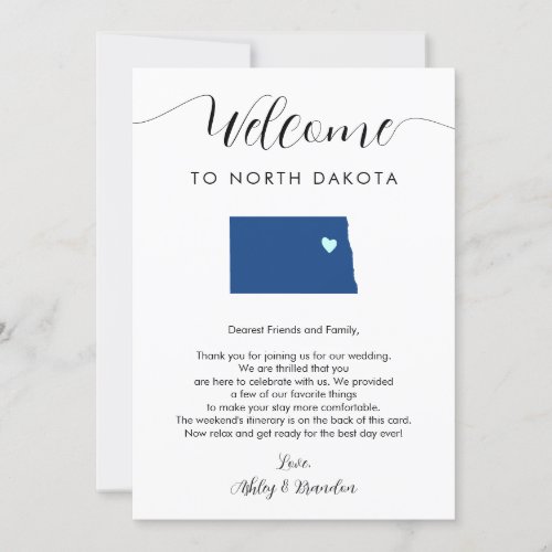 Any Color North Dakota Wedding Welcome Itinerary