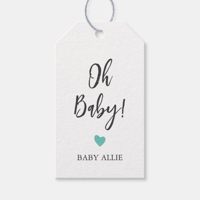 Any Color Oh Baby Gift Tag, Baby Shower Tags, Tags (Front)