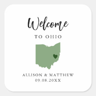 Any Color Ohio Wedding Welcome Bag Square Sticker