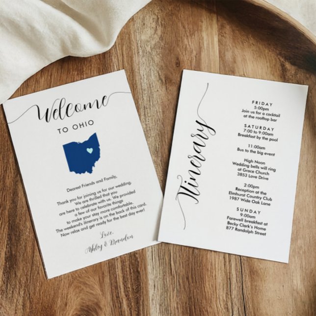 Any Color Ohio Wedding Welcome Letter & Itinerary (Creator Uploaded)