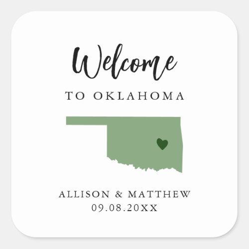Any Color Oklahoma Wedding Welcome Bag Square Sticker
