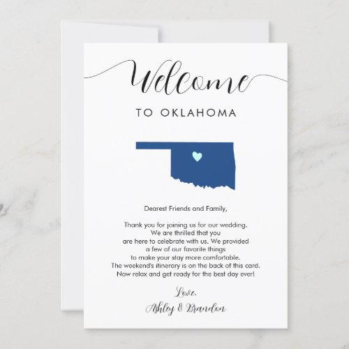 Any Color Oklahoma Wedding Welcome Itinerary