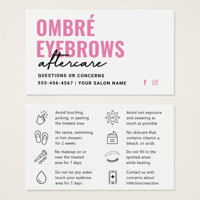 Any Color Ombre Powder Brows Aftercare Advice  (Front & Back)