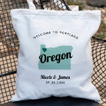 Any Color Oregon Map Wedding Welcome Bag Tote,<br><div class="desc">Wedding weekend welcome gift bag for out of town guests to your wedding, featuring image of Oregon. You may edit the colors for any part of this design, as well as move the heart to the location of your wedding. To change colors, click personalize and then "edit using the design...</div>
