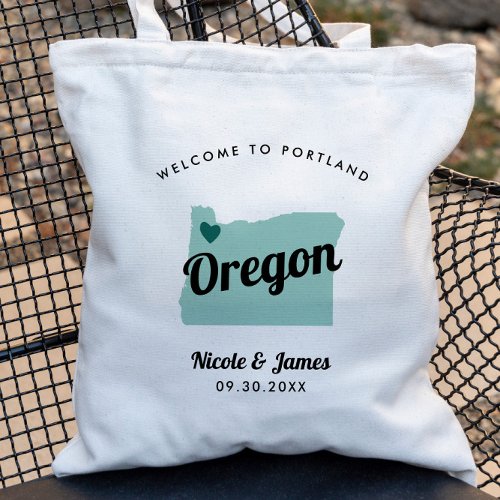 Any Color Oregon Map Wedding Welcome Bag Tote