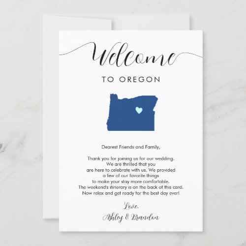 Any Color Oregon Wedding Welcome Itinerary