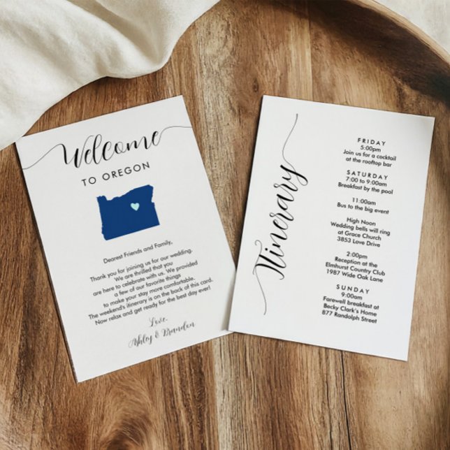 Any Color Oregon Wedding Welcome Itinerary (Creator Uploaded)