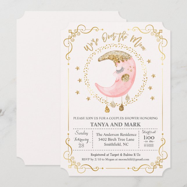 ANY COLOR - Over the Moon Baby Shower Invitation (Front/Back)