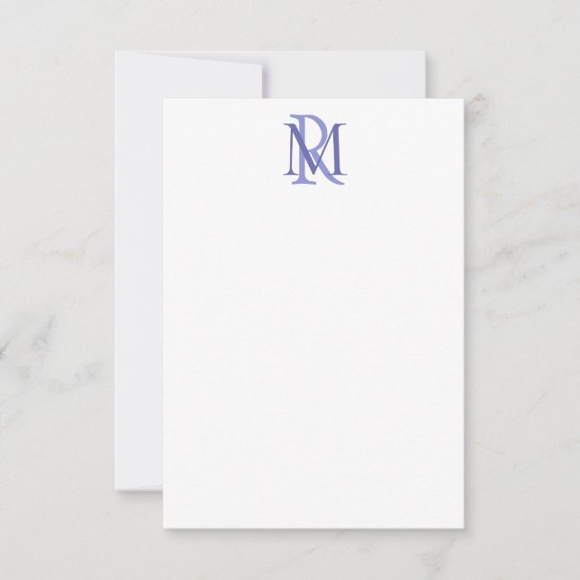 Any Color Overlapping Initials Monogram Note Cards (Front)