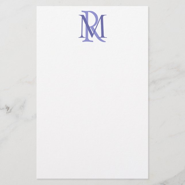 Any Color Overlapping Initials Monogram Stationery (Front)