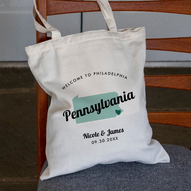 Any Color Pennsylvania Map  Wedding Welcome Bag, Tote Bag (Creator Uploaded)