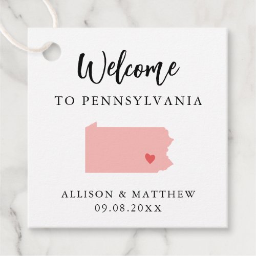 Any Color Pennsylvania Wedding Welcome Bag Favor Tags
