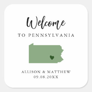 Any Color Pennsylvania Wedding Welcome Bag Square Sticker