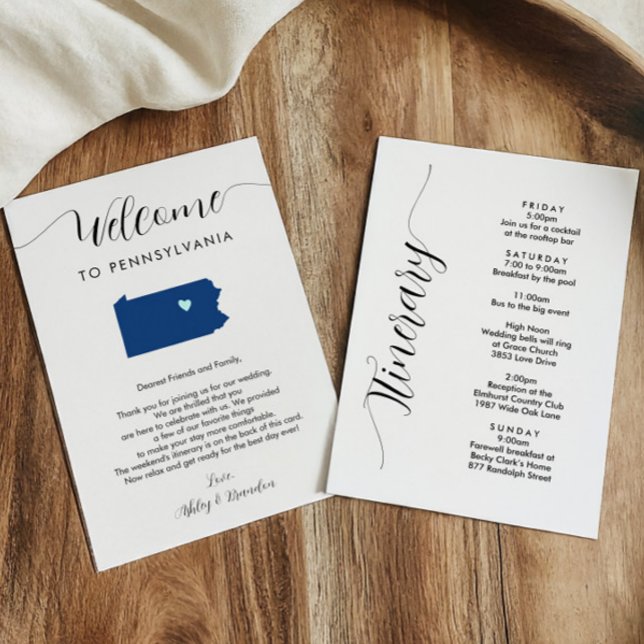 Any Color Pennsylvania Wedding Welcome Itinerary (Creator Uploaded)