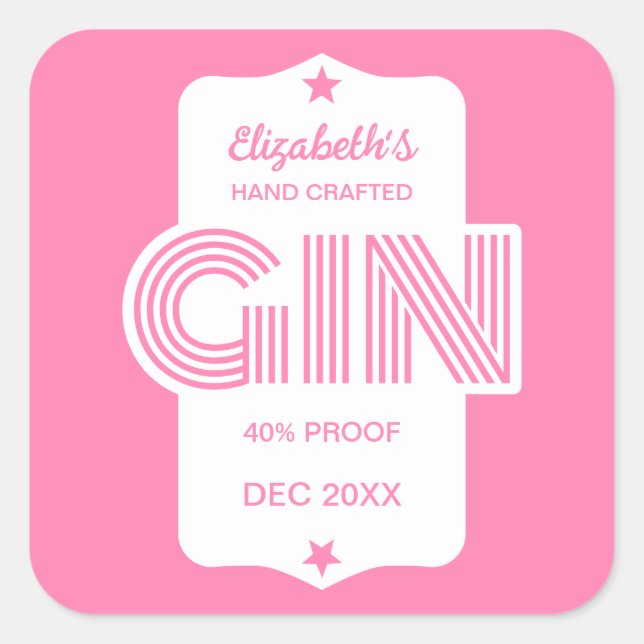 Any Color Personalised Gin Sticker (Front)