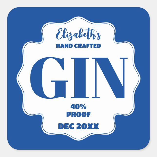 Any Color Personalised Gin Sticker (Front)