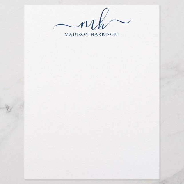 Any Color Personalized Initials & Name Letterhead (Front)