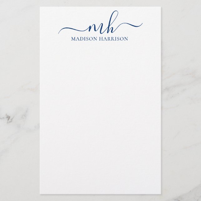 Any Color Personalized Initials & Name Stationery (Front)