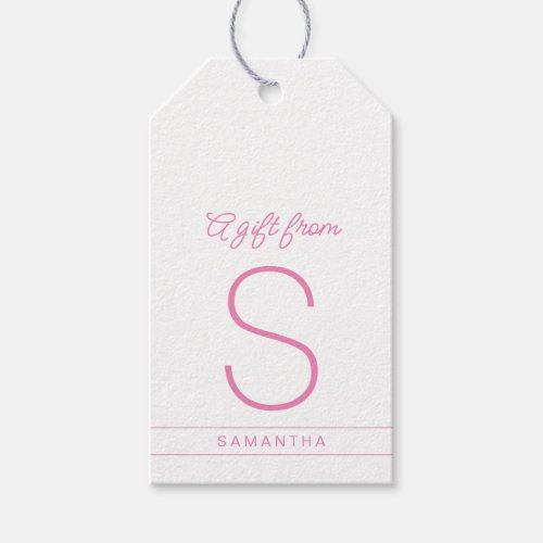 Any Color Personalized Modern Monogram Initial Gift Tags