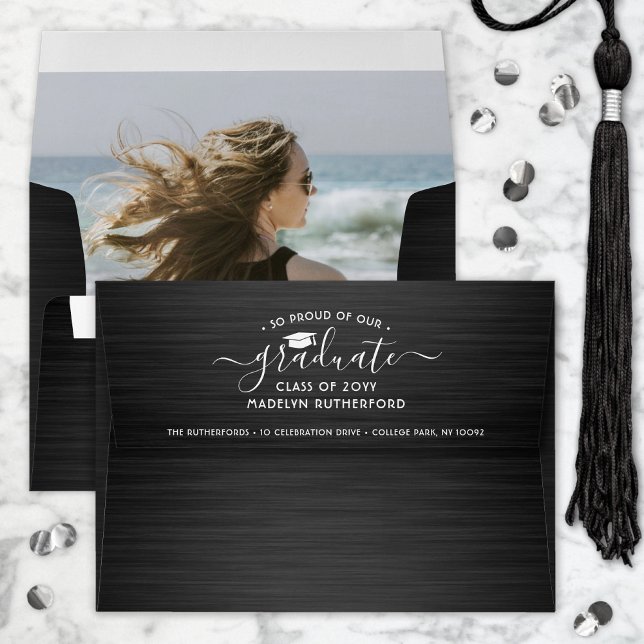Any Color • Photo Lined Return Address Graduation Envelope (Creator Uploaded)