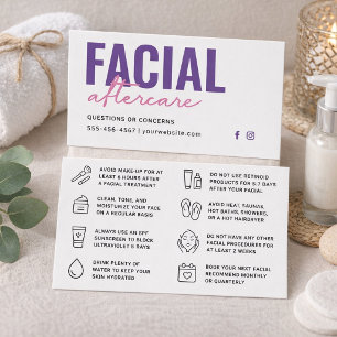 Any Color Pink Facial Aftercare Instructions Card