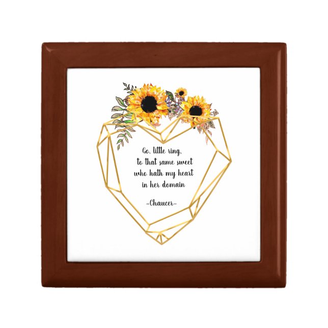 ANY COLOR Poem Wedding Ring Sunflower Gift Box (Front)