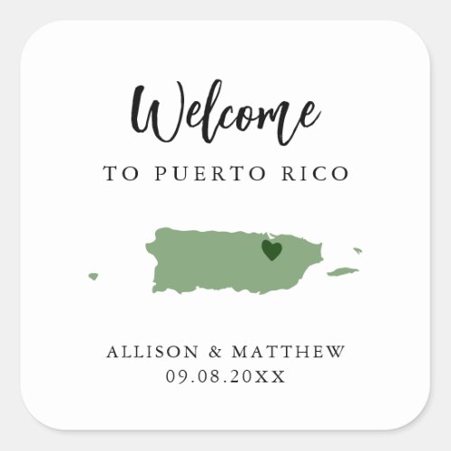 Any Color Puerto Rico Wedding Welcome Bag Square Sticker
