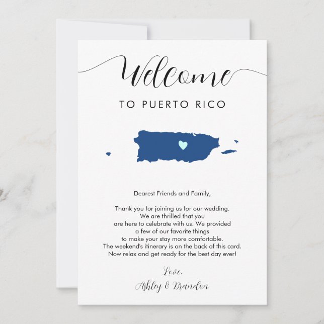 Any Color Puerto Rico Wedding Welcome Itinerary (Front)