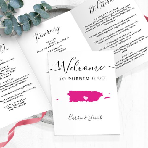 Any Color Puerto Rico Wedding Welcome Itinerary Tri_Fold Program