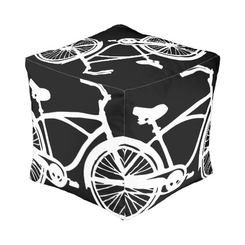 Any Color Retro Modern Bike Pattern Pouf