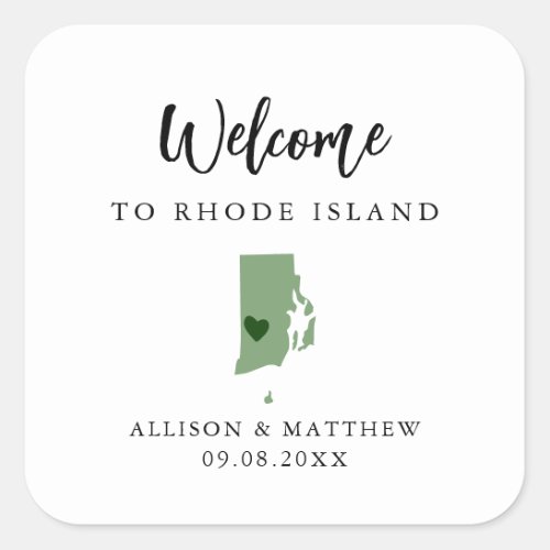 Any Color Rhode Island Wedding Welcome Bag Square Sticker