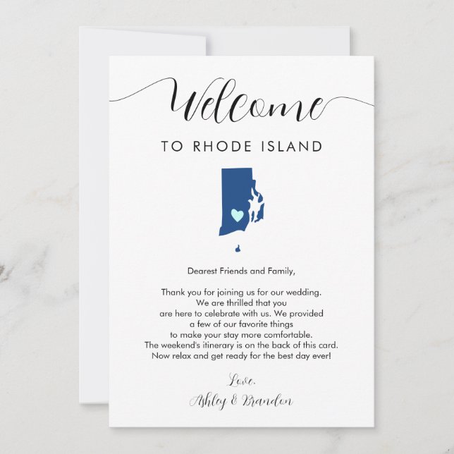 Any Color Rhode Island Wedding Welcome Itinerary (Front)
