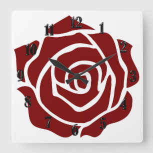 Any Color Rose on White Square Wall Clock