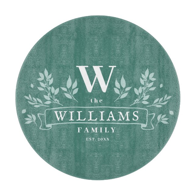 Any Color | Rustic Family Name Monogram Cutting Board (Front)