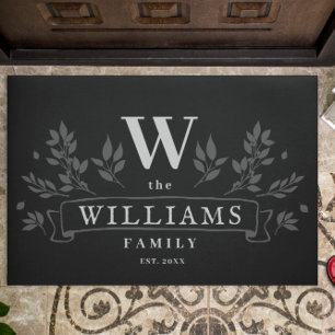Any Color Rustic Family Name Monogram Doormat