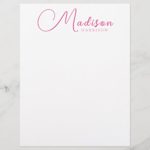 Any Color - Script and Serif Name Letterhead Paper