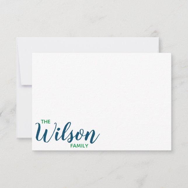 Any Color - Script & Block Family Note Cards (Front)