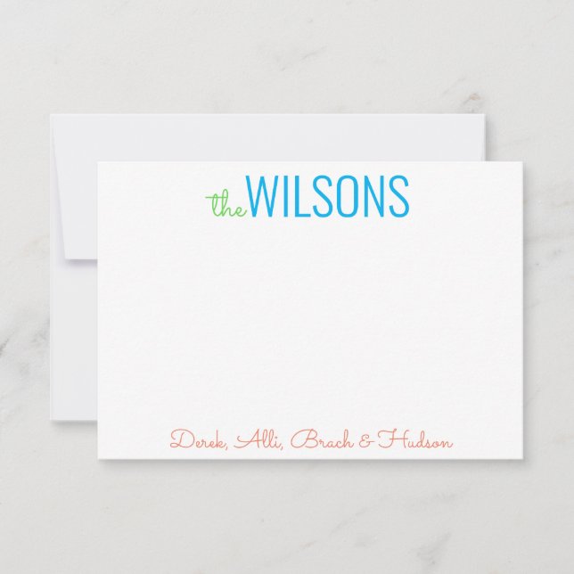 Any Color - Script & Block Family Note Cards (Front)